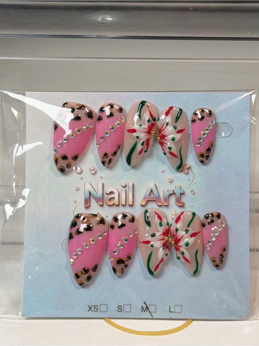 Pink Floral & Leopard Press-On Nails - Nail Art Set